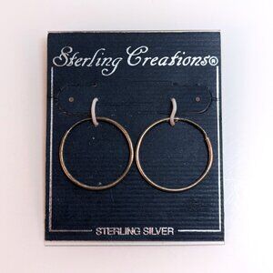 Sterling Silver 925 Delicate Hoop Earrings Vintage Dainty Formal Classic Elegant